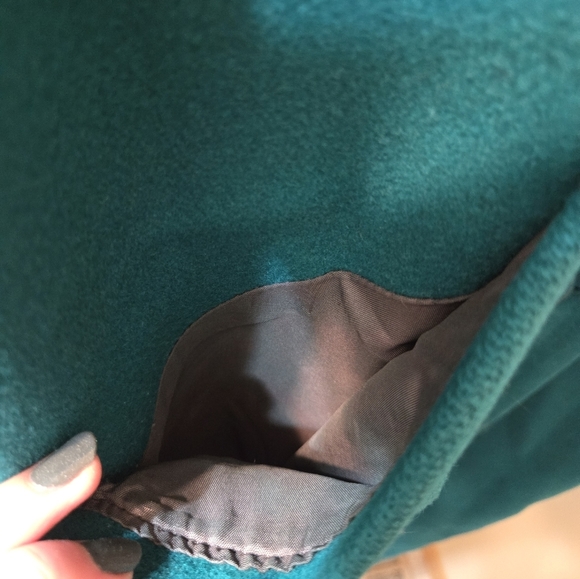 Vintage Braefair Union Made Teal 100% Wool Trench Coat 1960s - Picture 5 of 10